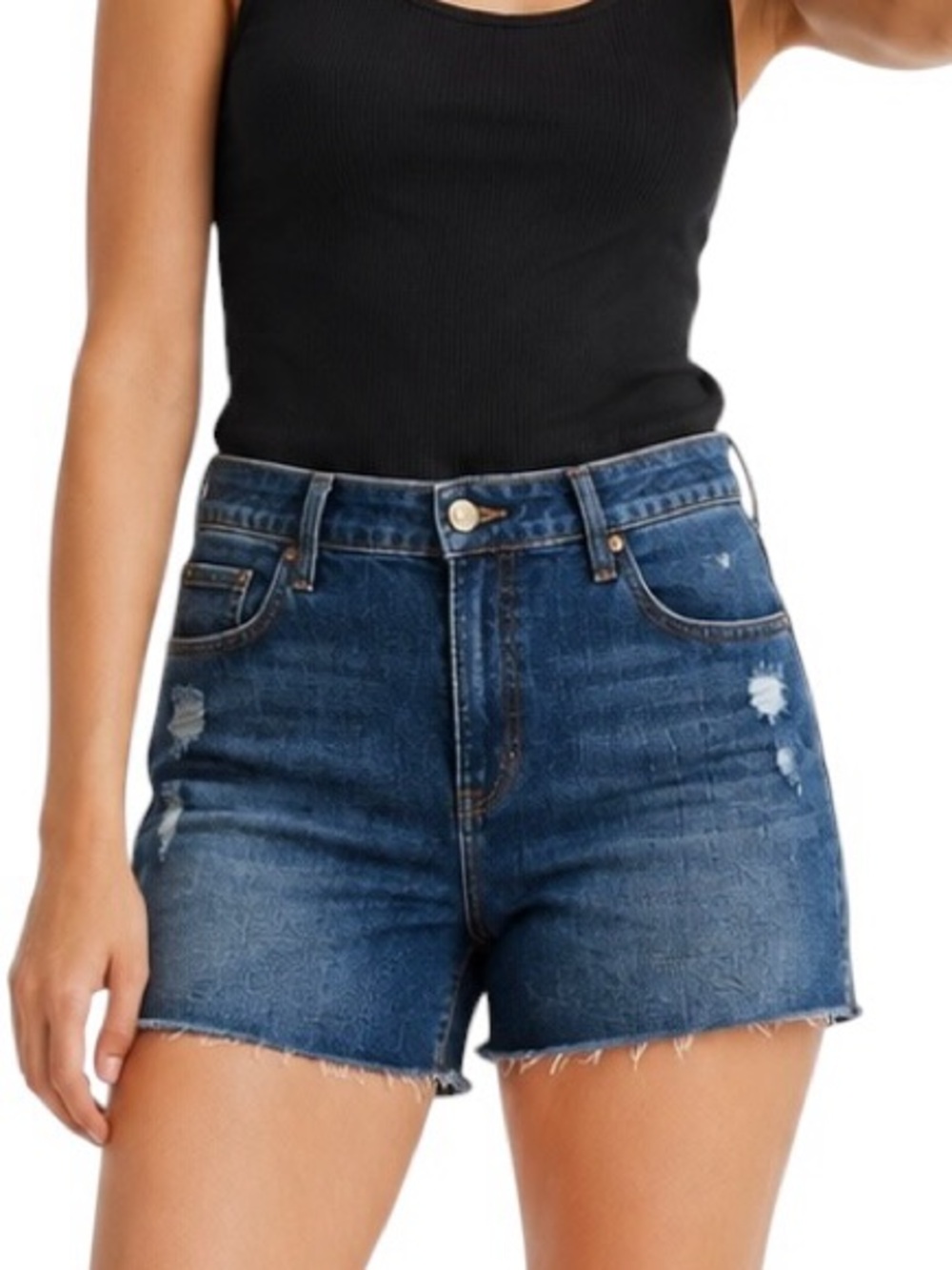 Universal Thread Distressed Raw Edge High Rise Stretch Boyfriend Jean Shorts